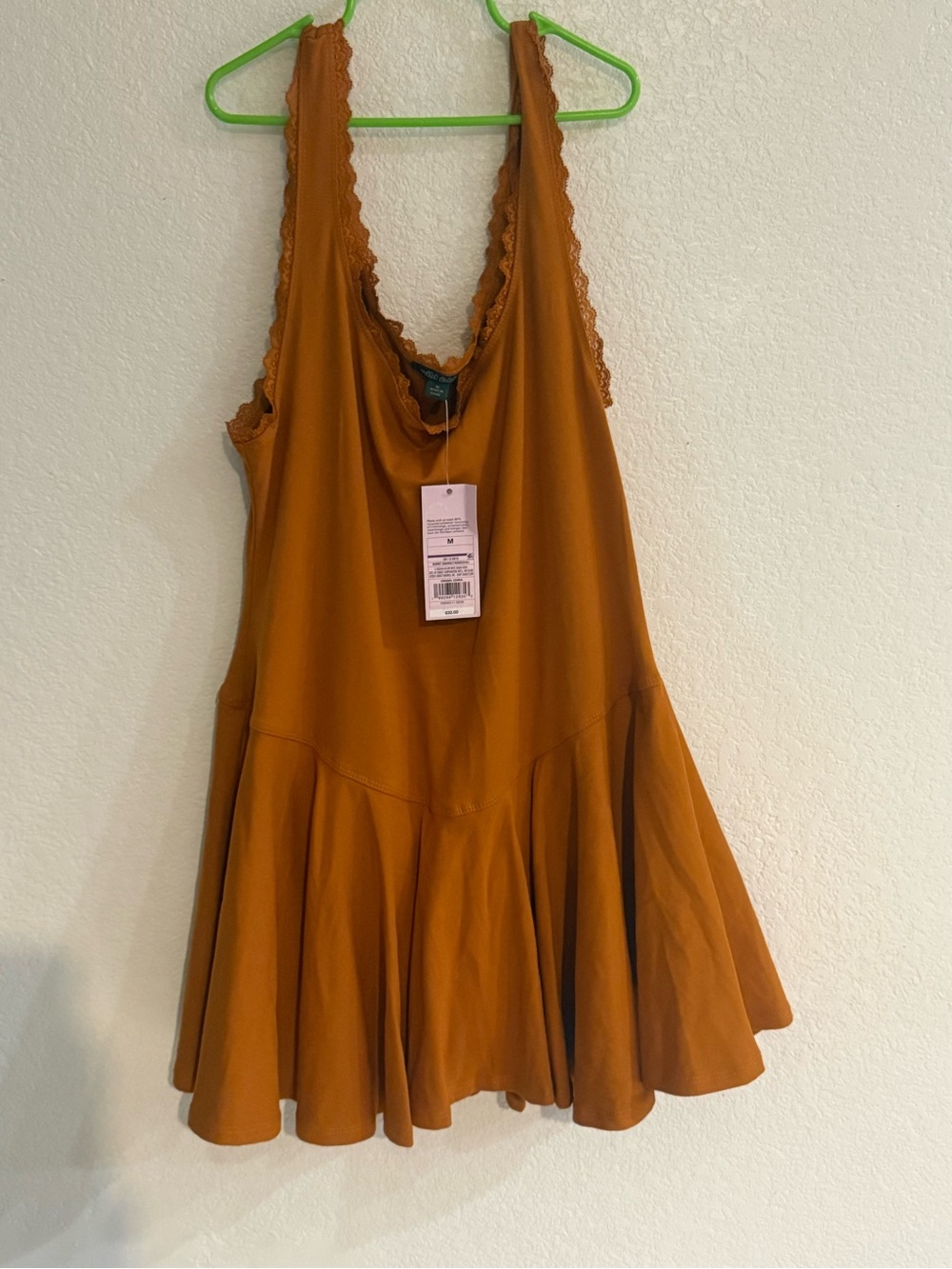 wild fable Rust Lace-Trim Mini Swing Dress